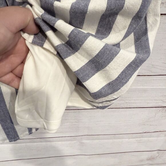 American Eagle Blue Ivory Striped Button Front Jumpsuit Size Small Petite - Picture 8 of 13